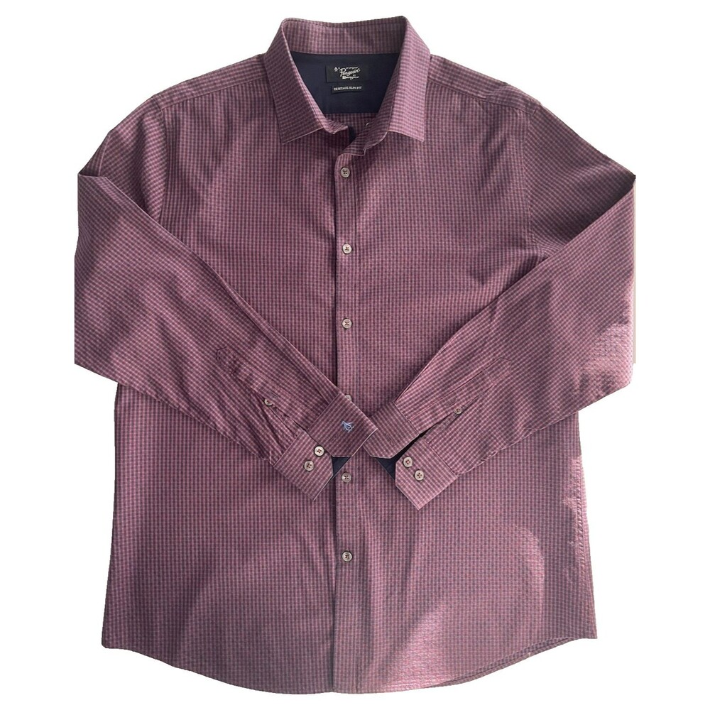 Penguin Heritage Slim Fit button up shirt mens sz 16(32/33) preppy premium